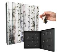 Caja guardallaves de Vidrio 30x30 cm Troncos de Abedul Puerta Derecha Negro