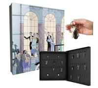 Caja guardallaves de Vidrio Templado 30x30 cm Partido Puerta Derecha Negro
