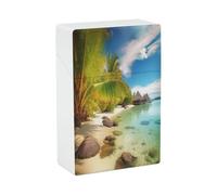 Caja hermética para cigarrillos, impermeable, con estampado de paisajes de playa tropical, ideal para aventuras al aire libre.