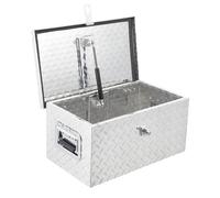 Caja herramientas aluminio 24 × 30 × 51 cm interior vehículo con amortiguador, cofre almacenamiento pickup remolque plata