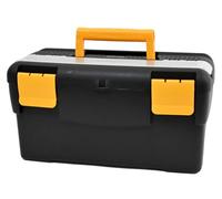 Caja herramientas de plástico con asa | Color Negro y Amarillo | Medidas: 42x23x22 cm