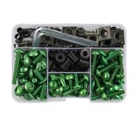 Caja herramientas Juego tornillos 190 Uds., Kit tornillos carenado motocicleta, tornillos carenado para parabrisas, accesorios modificados, tornillos para Ducati 899 Zzr1400(Green)