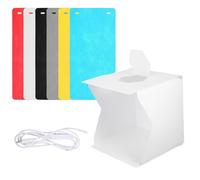 Caja Iluminada para Fotografía LED Plegable de 20 Led, PP, Color Claro | Montaje Fácil, Reflexión Difusa Uniforme, Alto Índice de Color, Antiarrugas, 6 Fondos para Manualidades y Reloj