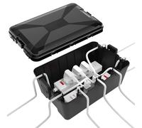 Caja impermeable grande IP54 para exteriores con 7 agujeros para enchufes y interruptores, cables de extensión, tornillos de montaje (33x21,2x13,2cm)