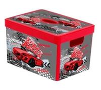 Caja Infantil - Envio 24h - 38x23x28 cm - Cubo con Tapa para niños de Interior o Exterior - Resistente y Ligera - Baúl con Tapa de Almacenaje fabricado en Resina Plástico Duro - Pongotodo Niños (Roja)