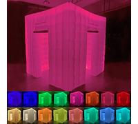 Caja inflable para fotomatón, 2,5 x 2,5 m, portátil, 16 colores, LED, regulable, kit de tienda de campaña con 2 puertas y soplador de aire interior, control remoto, bolsa de transporte