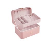 SONGMICS Caja Joyero de Viaje, Caja de Joyas Pequeña, 2 Niveles, Joyero Portátil, para Accesorios Grandes, 11 x 16 x 8 cm, Idea de Regalo, Rosa Jalea JBC166R01