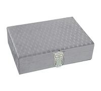 Caja joyero Rectangular de Terciopelo con Dibujo Gris 28x20x7cm