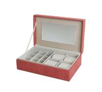 Caja-Joyero Versa Rojo Poliéster Cartón Espejo 16 x 7,8 x 25 cm - Marca: Versa - EAN: 8420327553768
