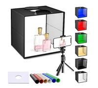 Caja Luz Foto Estudio, Portátil 30cmEstudio Fotografico con 120 Luces LED Ajustables CRI 95+ Disparo de Múltiples ángulos Estudio Fotográfico, 6 Láminas de Fondo de PVC para Productos Fotos