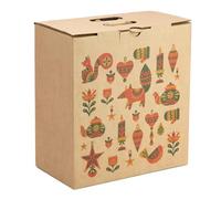 Caja Marrón Apilable para Lotes de Navidad - Ideal para 6 Botellas, Latas o Embutidos, Asa Exterior, Sistema Automontable, Reciclable, Stock Disponible