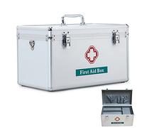 Caja médica de metal portátil militar, con correa for el hombro, cerradura caja primeros auxilios, almacenamiento paquetes emergencia asa for lugar trabajo viaje en casa, 16 pulgadas(16in)