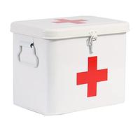 Caja Medicamentos 2 Niveles Botiquin Casero Para Medicamentos,Caja Metalica Portátil Caja Organizadora Para Medicina, Con bandeja extraíble armario botiquin Organizador, 20.5 x 13.5 x 16.5 cm Blanco