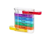 Caja medicinal familiar de 7 días, estuche para píldoras con compartimentos grandes | Pastillero portátil | Estuche semanal con 4 compartimentos, organizador de píldoras de medicamentos para mujeres,
