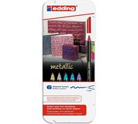 Caja metalica 6 rotuladores edding 1200 colores metalic surtidos