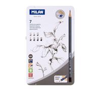 Caja Metalica Milan Art 7 Lápices Grafito Gomas Sacapuntas