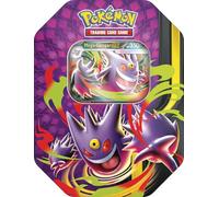 Caja metálica Pokémon Mega Gengar ex #128 - Alemán - Caja de cartas coleccionables Pokémon TCG con 4 sobres y tarjeta promocional