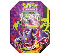 Caja metálica Pokémon Mega Gengar ex #128 - Alemán - Caja de cartas coleccionables Pokémon TCG con 4 sobres y tarjeta promocional