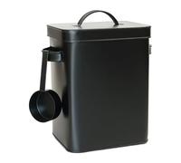 Relaxdays Caja de Almacenamiento de Metal de 6,5 L con dosificador, Comida para Mascotas y café, hermética, Lata de detergente en Polvo Negro