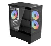 AeroCool Viewport Mini Tower Case, Gaming PC Case Optimizado Airflow + 3 ventiladores RGB compatible con placas base Micro-ATX y Mini-ITX, panel frontal y lateral de vidrio templado negro