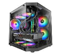 Mars Gaming MC-3TLITE, Caja Gaming MicroATX, Triple Cristal Templado Continuo, Ventilador FRGB Trasero 120mm, Estructura de Doble Cámara, Minitorre PC Compacta con Amplia Capacidad Interna, Negro