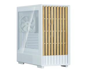 Caja minitorre Zalman P10 Namu Blanca panel cristal templado frontal madera