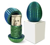 Caja Misteriosa de Enigma y Laberinto Ovalado para Dinero, Impresa en 3D Azul-Verde, con Compartimento Secreto y Cilindro de Código, Entrenamiento de Concentración