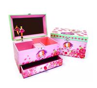 Caja musical de espejo con patrón de rosas