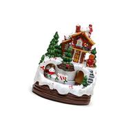 Caja musical de juguete de Navidad iluminada con figura de cabaña de Navidad, caja de música con tren para hombres, mujeres y niños, regalo de pueblo musical