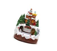 Caja musical de juguete de Navidad iluminada, figura de cabaña de Navidad, caja de música con tren para hombres, mujeres, niños, regalo de Navidad, decoración de casas de Navidad iluminadas