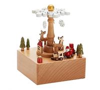 Caja musical de madera con temática navideña para amigos, decoración del hogar, copo de nieve, 11 x 11 x 15 cm