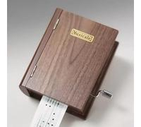 Caja musical de madera, mecanismo de manivela, mecanismo de 15 notas, incluye cinta de papel en blanco para música DIY