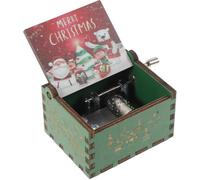 Caja Musical Navideña de Madera Verde Manivela Manual y Melodías Clásicas