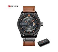 (caja naranja negra) Reloj de lujo marca CURREN Relojes deportivos militares para hombre Reloj de cuarzo
