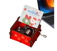 Caja navideña tallada - Jingle Bells Música de madera, diseño en relieve tallado | Caja de música de manivela de feliz Navidad, caja de música con grabado retro para regalos especiales de bodas para