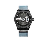 (Caja negra azul) CURREN M8301 Reloj deportivo militar de cuarzo para hombre, reloj de pulsera de cuero
