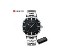 (Caja negra plateada) Reloj de pulsera deportivo de cuarzo militar de moda Curren de marca de lujo superior