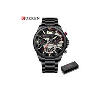 (Caja negra) Relojes de cuarzo de moda Curren para hombre, reloj de pulsera deportivo informal con cronógrafo