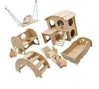 Caja nido de madera para hámsteres pequeños escondites creativos para hámsteres para enriquecimiento de mascotas, refugio de madera para mascotas pequeñas