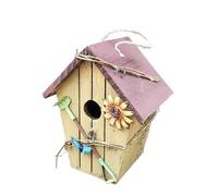 Caja nido de madera protectora para pájaros, casa de cría de madera hecha a mano para colibríes, gorrión, resistente a la intemperie