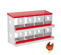 Caja Nido Metálica Resistente para Gallinas - 10 Compartimentos De Acero Galvanizado con Bandejas Extraíbles y Ventilación - Fácil Recolección y Limpieza - Ideal para Gallineros