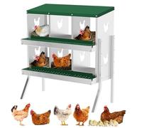 Caja Nido Metálica Resistente para Gallinas - 10 Compartimentos De Acero Galvanizado con Bandejas Extraíbles y Ventilación - Fácil Recolección y Limpieza - Ideal para Gallineros