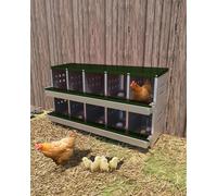 Caja nido para gallinas, 2 pisos, 10 compartimentos, caja enrollable de metal, con techo inclinado impermeable, agujeros de ventilación, fácil limpieza, 115 x 42 x 63 cm, color verde