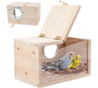 Caja nido para periquitos, casa para pájaros para jaula, caja de cría de madera para loros, periquitos y cacatúas.