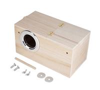 Caja Nido para periquitos, Jaula de Madera para cría de nidos de pájaros, Caja de apareamiento para cría de Loros con Soporte para periquitos, Psittacula Agapornis, 9,6 * 5,1 * 5,1 (Left Opening)