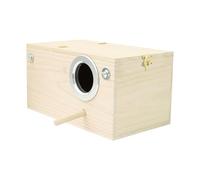 Caja nido para periquitos - Pajarera de madera natural | Caja nido de cría 24,5 x 13 x 13 cm para tórtolas, pinzones, loros grises, cacatúas, periquitos, guacamayos mynah, accesorios para jaulas