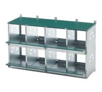 Caja nido para pollos con 4 compartimentos y patas, nido para pollos, con cubierta para gallinero, granja de aves de corral, diseño impermeable (8 orificios, verde)