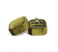Caja octogonal para anillos de terciopelo con tapa desmontable, soporte para exhibición de anillos de boda, 3 unidades