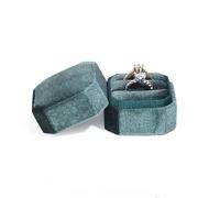 Caja octogonal para anillos de terciopelo con tapa desmontable, soporte para exhibición de anillos de boda, 3 unidades