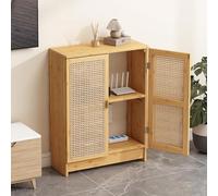 Caja oculta para enrutador WiFi, organizador de almacenamiento de medios independiente con estantes dobles para oficina en casa, natural, 70 x 70 x 25 cm